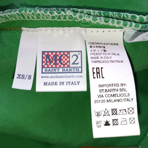 🆕Levi's MC2 Saint Barth Upcycled Green Cut Off Shorts Pink Paisley Belt LOOK!! - Picture 8 of 10